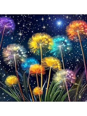 Kit de pintura de diamantes 5D para adultos, arte de diamantes DIY Diente de león Cielo estrellado, juego completo de bordado de diamantes de cristal, decoración de pared del hogar, regalo, 30x30 cm