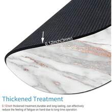 Premium Textured Round  Pad - White Rose Gold Marble, Washable With Lycra Cloth, Non-Slip Rubber Base For Wireless ,04WhiteRoseGoldMarble - 04WhiteRoseGoldMarble - View 3