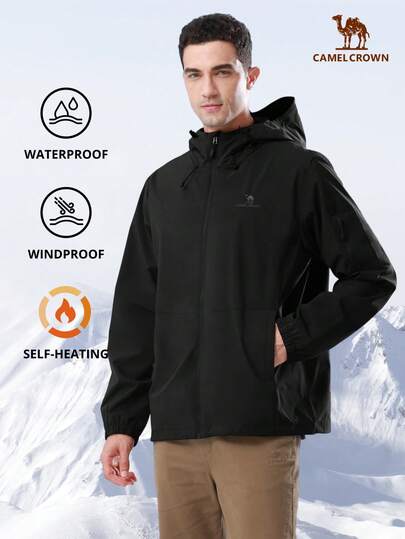 CAMEL CROWN Men's Waterproof Lightweight Jacket Windbreaker Hooded Rain Coat For Outdoor Hiking
