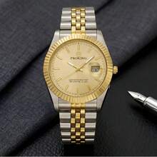 PROKING 40mm Gold Men's Watch, Japanese MIYOTA Quartz Movement, 304 Stainless Steel, Business Luxury Waterproof Calendar Wristwatch, Deluxe Classic, Suitable For Daily Decoration, Great Birthday Gift - Gold - View 8