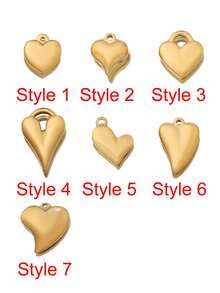 3 piezas de encantos de acero inoxidable con forma de corazón para hacer joyas DIY, hallazgos, aretes, pulseras, collares, decoración colgante - colgante - Ver 2
