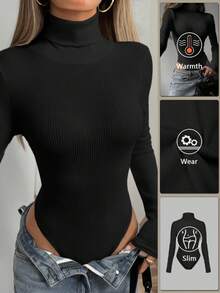 VIVINA 女士休闲高领长袖毛绒针织连体衣，保暖修身，百搭纯白派对装扮，适合感恩节、圣诞节、秋季、新年等场合。