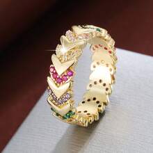 1pc Fashionable Women's Ring With Artificial Zirconia Stone In Arrow Design - Multicolor - View 31