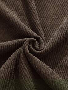 Men's Corduroy Collar Long Sleeve Polo Shirt, Casual Loose Fit Solid Color Pullover Top, For Spring & Autumn - Coffee Brown - View 6