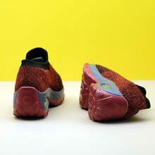 Zapatillas casuales acolchadas de color rosa para mujer, zapatos tipo calcetín de punto sin cordones, zapatos de baile transpirables - Rojo - Ver 4