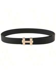 一款不显身材的大码腰带，单条装，女士时尚奢华设计师款牛皮腰带，搭配牛仔裤，PU皮革表带，金色扣环。 - 多色 - 查看 2