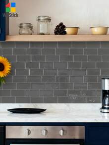 WoStick 1pc 3D Waterproof Kitchen Sticker, Peel And Stick Wall Tile For Kitchen,Stickers,Wall Decal, Vinyl Decal For Home Decorations,Spring Decoration Items Refresh Your Home,Rama Decoration Stickers Kitchen Decor - Light Grey - View 9