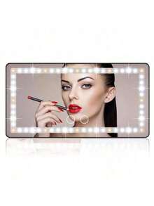 Easypie Selection 1Pc Car Sun Visor Vanity Mirror, Rechargeable Makeup Mirror With 3 Light Modes & 22LEDs - Dimmable Clip-On Rear View Sun-Shading Cosmetic Mirror With Touch On Screen, Universal For Car Truck SUV (Black)