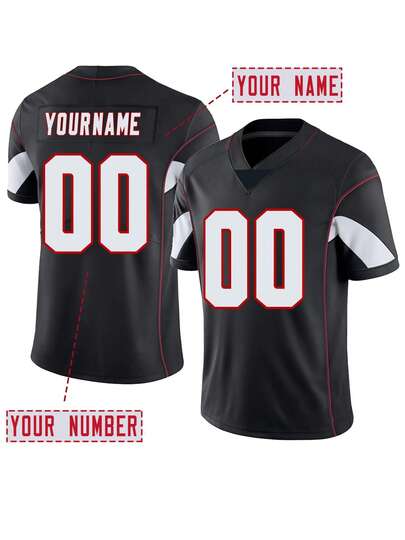 Customized Name And Number Men's Embroidered American Football Jersey Arizona Black V-Neck Personalized Short Sleeved Shirt Party Game Training Competition Sports Top DIY S-XXL