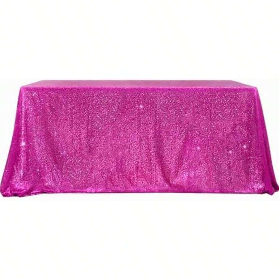 B-COOL - Mantel Rectangular de Lentejuelas para San Valentín, Navidad, 60 x 102 Pulgadas, sin Costuras, Tela de Lentejuelas Rojas, para decoración(260 x 150 cm (Rectangular) Fucsia) - Multicolor - Ver 1