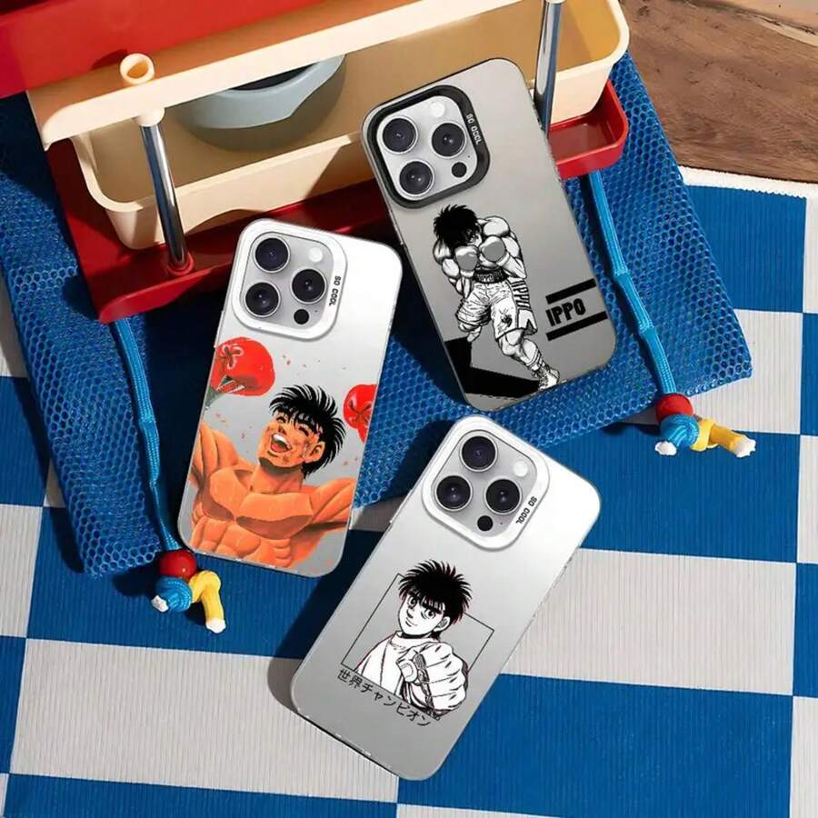 Funda de Teléfono I-Ippo Makunouchi para 17 6 15 14 13 12 11 Pro Max Plus Funda de Teléfono Plateada Colorida - Z2 - Ver 1