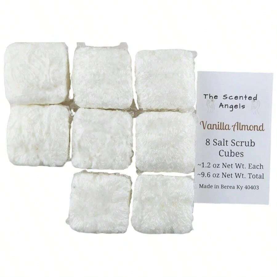 TSA Handmade Body Wash Exfoliating Salt Scrub Cubes, Vanilla Almond Fragrance, Spa, Skin Care, Moisturizer, Sensitive Dry Skin, Women, Teens, Men, Gift For Her, 6 Cubes - ColorD - 查看 1
