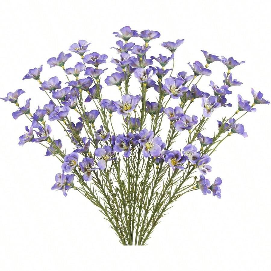 10 Pcs Artificial Wildflowers With Stems Bulk Silk Spring Flowers 21 Inch Forsythia Branches Purple Faux Wildflowers Floral Arrangements Home Decor Indoor Outdoor Wedding Centerpieces - Màu tím - Xem 1