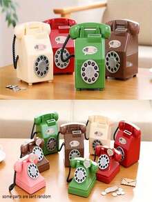 1PC Large Capacity Retro Phone Bank Gift Ornament Creative Retro Savings Bank Plastic Piggy Bank, Holiday Gift, Birthday Gift,Some Parts Are Sent Random - Multicolor - View 1