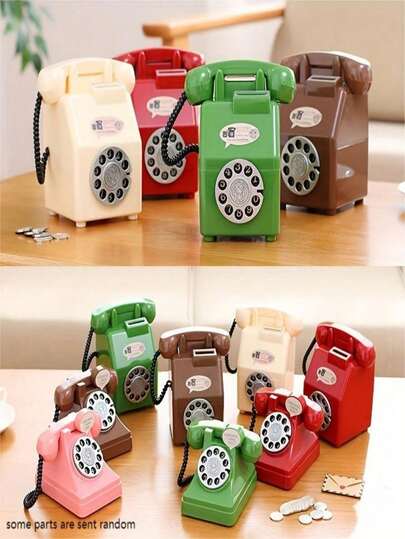 1PC Large Capacity Retro Phone Bank Gift Ornament Creative Retro Savings Bank Plastic Piggy Bank, Holiday Gift, Birthday Gift,Some Parts Are Sent Random