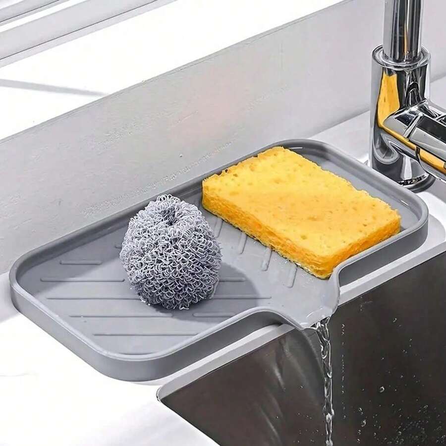 1 Pcs Silicone Soap Dish With Drainage - Anti-Splash, Non-Slip Countertop Mat For Kitchen & Bathroom Sinks - Multicolor - View 1