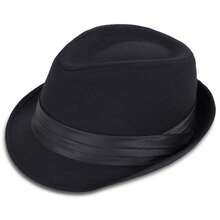 Classic Manhattan Fedora Hats For Men Short Brim Mens Fedora Hats - Black - View 1
