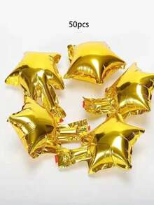 50pcs/20pcs 5-Inch Gold & Silver Mini Pentagram Foil Balloons, Wedding Birthday Party Decoration Aluminum Foil Balloons - Multicolor - View 11