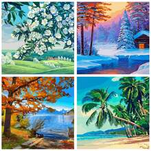 4幅无框数码油画，尺寸20x20厘米/8x8英寸，含颜料和画笔，DIY简易丙烯颜料套装，艺术工艺品，家居装饰，最佳减压礼物，适合初学者和成人。 - 明亮 - 查看 22