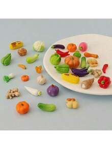 5/10/20/30/50/100 piezas Mini decoración realista de verduras, juguetes de alimentos de simulación en miniatura para paisaje, accesorios de decoración de casa de muñecas DIY, adornos de verduras en miniatura para supermercado, juegos de alimentos, props de fotografía de microescena - Multicolor - Ver 3