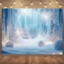 2D Flat 2D Banner 1pc Ice And Snow World Photography Backdrop - Christmas Winter Frozen Scene Studio Props For Indoor &  Outdoor Party Decorations Wjh Winter Christmas Theme Background Cloth Winter Door Banner Christmas Background Cloth  Snowman Theme Background Cloth Lightweight Cloth Durable Fabric Event Planners Holiday Decorators - 彩色 - 查看 2