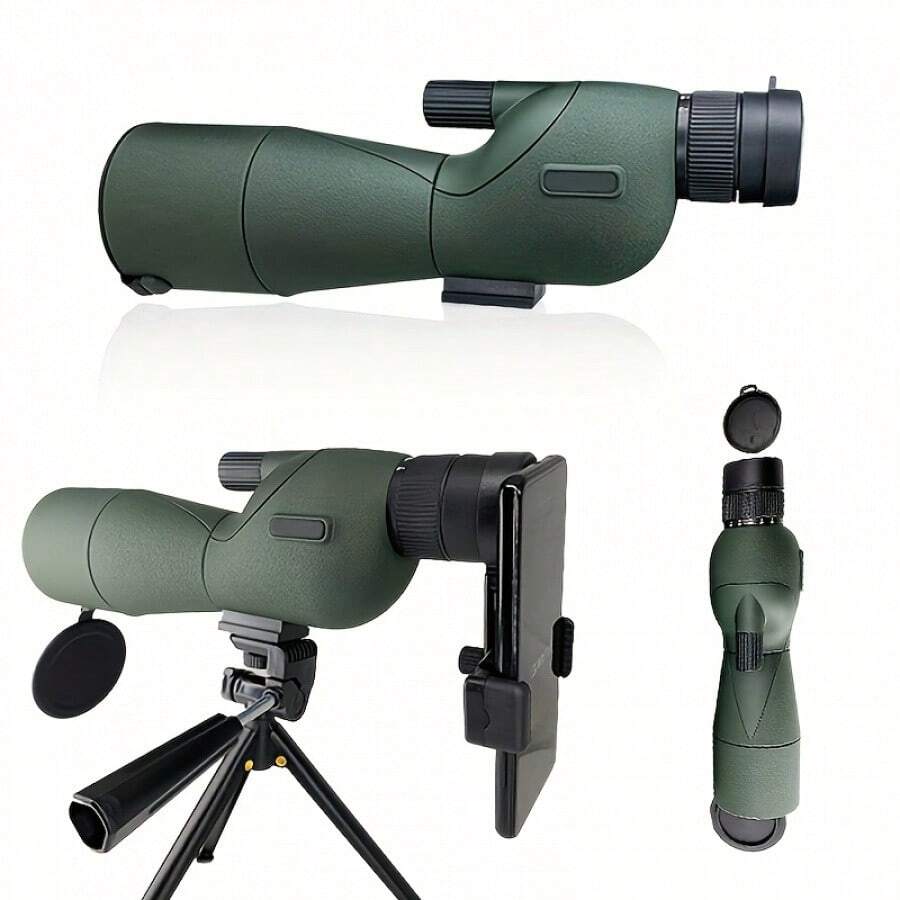 Adjustable Tripod And Carrying Case High-Power Binoculars - Suitable For Birdwatching, Hunting And Wildlife Observation, Manual Focus, 60mm Objective Lens Diameter, Durable ABS Structure - Green - View 1