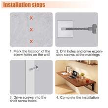 FXLTSBL Wall-Mounted Folding Table, Folding Wall Shelf, Floating Folding Table, Mounted Desk For Small Spaces, Space-Saving Wooden Hanging Table For Study, Bedroom, Laundry Room, Balcony, Kitchen - Brown - View 9