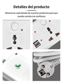 1 Pieza Regleta de 4 en 1 con 2 puertos USB, 2 tomas de corriente AC. 110V-220V,2000W, un enchufe de pared, fácil de transportar,Extensión Eléctrica Multicontacto,adaptador de regleta para el hogar y la Oficina,adecuado para uso doméstico, oficina y viajes. - Blanco - Ver 10