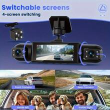 Kamera Dasbor 4 Saluran, Perekaman Panorama 360°, Kamera Depan & Belakang 1080P HD, Kamera Kiri & Kanan, Termasuk Kartu TF 32GB, Dengan Sensor G, Penglihatan Malam, dan Mode Pemantau Parkir 24 Jam - MultiWarna - View 5