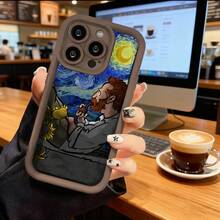 Funda de teléfono Van Gogh Noche Estrellada Arte Pintura con Diseño de Artista de Dibujos Animados para  15 Pro Max  14 Pro  13  Galaxy S23 S22 S21 Funda de teléfono Funda de pareja Regalo para novio novia Regalo de San Valentín Cumpleaños - Café integral - Ver 2