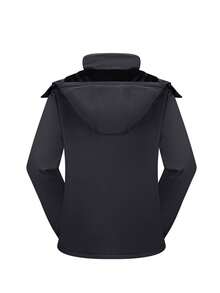 CAMEL CROWN 男士滑雪夹克冬季保暖雪地外套防水防风衣连帽工作外套单板滑雪夹克 - 黑色 - 查看 7