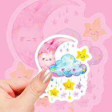 56 Peças Conjunto de Adesivos Fofos de Desenho Animado com Nuvens Arco-íris, Adesivos de Scrapbook, Adesivos Kawaii de Estrela, Adesivos Estéticos de Lua, Adesivos para Jornalismo, Adesivos Impermeáveis de Vinil para Laptop, Para-choque, Skate, Garrafas de Água, Computador, Telefone