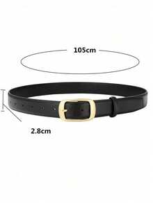 1pc Women's Metal Small Square Buckle PU Leather Belt,Simple & Fashionable, Suitable For Jeans, Trousers, Coats, Dresses, Etc. Summer, School Fall, Autumn, Halloween  Casual    Polyurethane(PU)    Buckle - màu đen - Xem 6