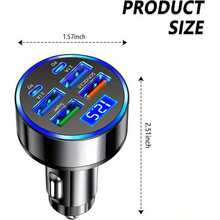 Ładowarka samochodowa 100 W + plecione kable ładujące USB 3 w 1, z podwójnym szybkim ładowaniem PD i 4 portami USB, kompatybilne z 'em, odpowiednie do codziennych dojazdów do pracy, długich podróży, ładowania podczas jazdy, akcesoria samochodowe do długich podróży - Czarne - Zobacz 9