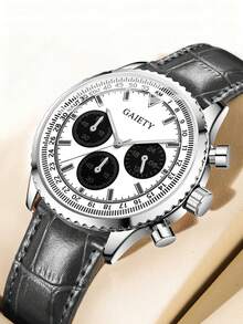 1 Stück Herren Quarzuhr, Lässig Business Klassisch mit drei Augen, gemischte Skala, runder Zifferblatt, geeignet für täglichen Gebrauch, Dekoration oder Geschenk für Freunde und Väter