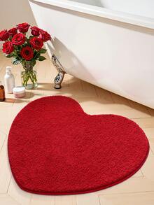 1pc Flocked Thickened Heart-Shaped Mat, Irregular Shape, Soft & Comfortable, Thick & Non-Slip TPR Bottom, Suitable For Bedroom, Dorm, And Classroom, Lovely And Cozy, With Ribbed Edge Details, Bedroom Carpet, Living Room Carpet, Laundry Room