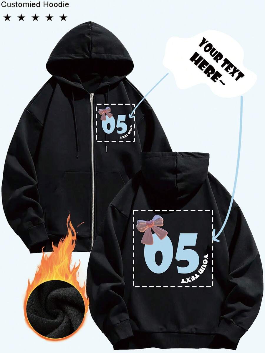 Áo Hoodie Mùa Đông Tùy Chỉnh, Unisex, Tùy Chỉnh Chữ Viết, Món Quà Tuyệt Vời Cho Bạn Bè, Đối Tác, Gia Đình, Đội Nhóm hoặc Logo Công Ty - màu đen - Xem 1