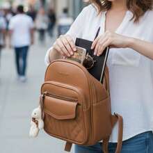 Women Fashion Backpacks - Coffee - View 4