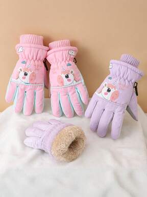 1 Pair Kids' Ski Gloves, Waterproof Warm Winter Gloves For Students, Cycling, Windproof And Cold-Proof For Boys And Girls