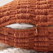MIULEE Pack Of 2 Rust Corduroy Decorative Pillow Covers 12x12 Inch Soft Boho Striped Throw Pillow Covers Modern Farmhouse Home Decor For Summer Sofa Living Room Couch Bed,2212inchx12inchPackof2 - 2212吋x12吋2包 - 查看 4