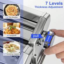 Pasta Roller And  Machine Dual Width Noodle Maker For Pasta, Spaghetti, Fettuccine, Lasagna 2 In 1 Heavy Duty Stainless Steel With Cleaning Kit - Silver - View 3
