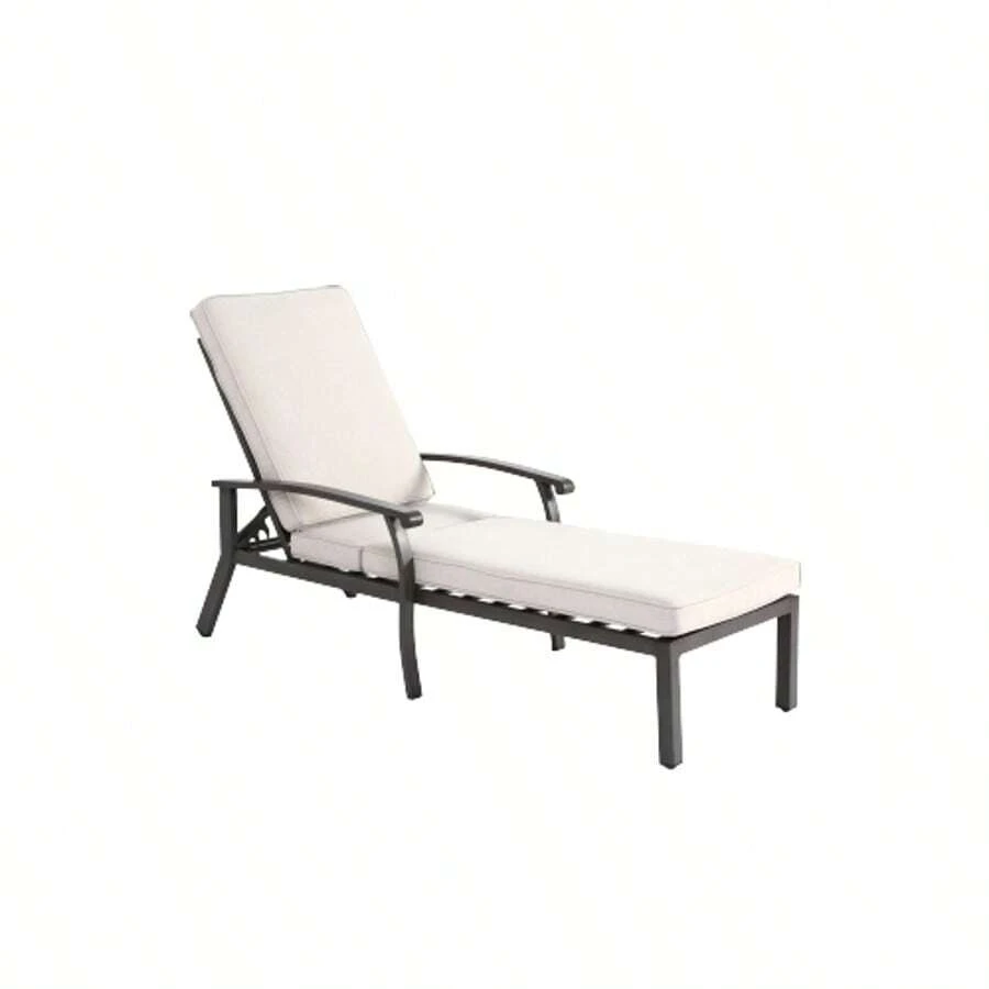 Lounge Patio Stuhl Mit Baumwolle Kissen, Verstellbares Liegendes Rostfestes Aluminum Poolside Chaise Lounge Möbel, Wasserdichtes Beige Kissen (1st) - Beige - View 1