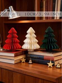 1pc (Red/Green/White) 3.94in/5.91in/7.87in Christmas Party Decorations, 3D Mini Glitter Edge Paper Honeycomb Ornaments, Green, Red Hanging Ornament For Christmas Tree Decor, New Years Party, Christmas Ornaments, Home Decor, Suitable For Wedding Decoration - Multicolor - View 5