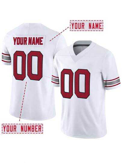 Customized Name And Number Men's Embroidered American Football Jersey Arizona White V-Neck Personalized Short Sleeved Shirt Party Game Training Competition Sports Top DIY S-XXL
