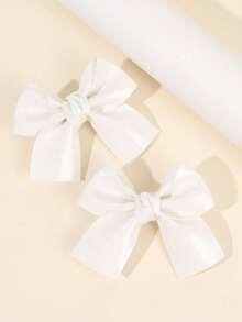 2pcs White Hair Bows For Girls,Elegant White Bow Hair Clips With Full Lined For Kids,Sparkling Cute Hair Barrettes With Short Tail,Kids Baby Hair Accessories Love Valentine - White - View 8
