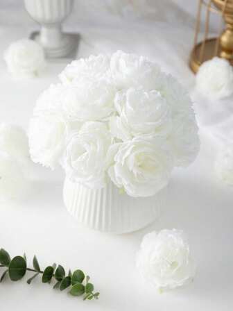 6/12/30 piezas Flores artificiales de peonía, cabezas de flores de peonía simuladas con tallos para decoración de boda, fiesta, decoración de pasteles y centros de mesa para sala de estar en el hogar, plantas falsas, decoración de otoño, habitación, escritorio, decoración de jardín, artículos de decoración de habitación, Día de San Valentín, regalos, cumpleaños, graduación