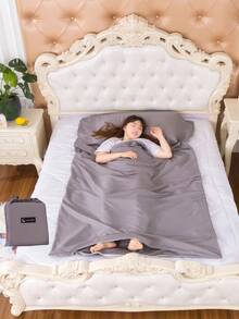 1pc Lightweight & Compact Travel & Camping Sleeping Bag Liner - Suitable For Single Or Double Use, Breathable, Soft, Portable For Hotel, Camping, Dorm, Backpacking