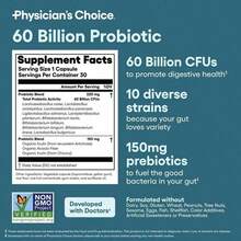 Physician's Choice 60 Billion Probiotic - Daily Gut Health, Digestive & Immune Support For Men And Women With Organic Prebiotics & 10 Unique Strains - 60 Số đếm - Xem 6
