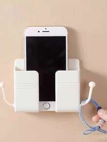 Wall Mounted Razor & Phone Holder, Plastic Storage Box Organizer Rack, Multifunctional Storage Shelf For Home, Dorm, Rental Apartment - Multicolor - View 7