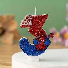 漫威蜘蛛侠卡通数字生日蜡烛蛋糕派对装饰手工蜡烛装饰 - 彩色 - 查看 9